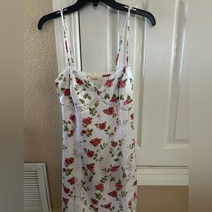 LA Hearts Floral Slip Dress with Lace Trim